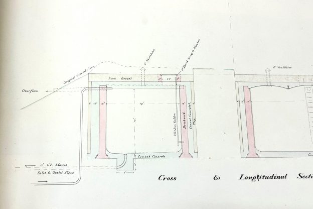The Pump House original plans from 1909. architectural drawings showing Wiston Pumping Station, West Sussex